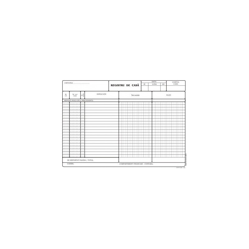 Registru casa autocopiativ, format A4, 50 set/ carnet