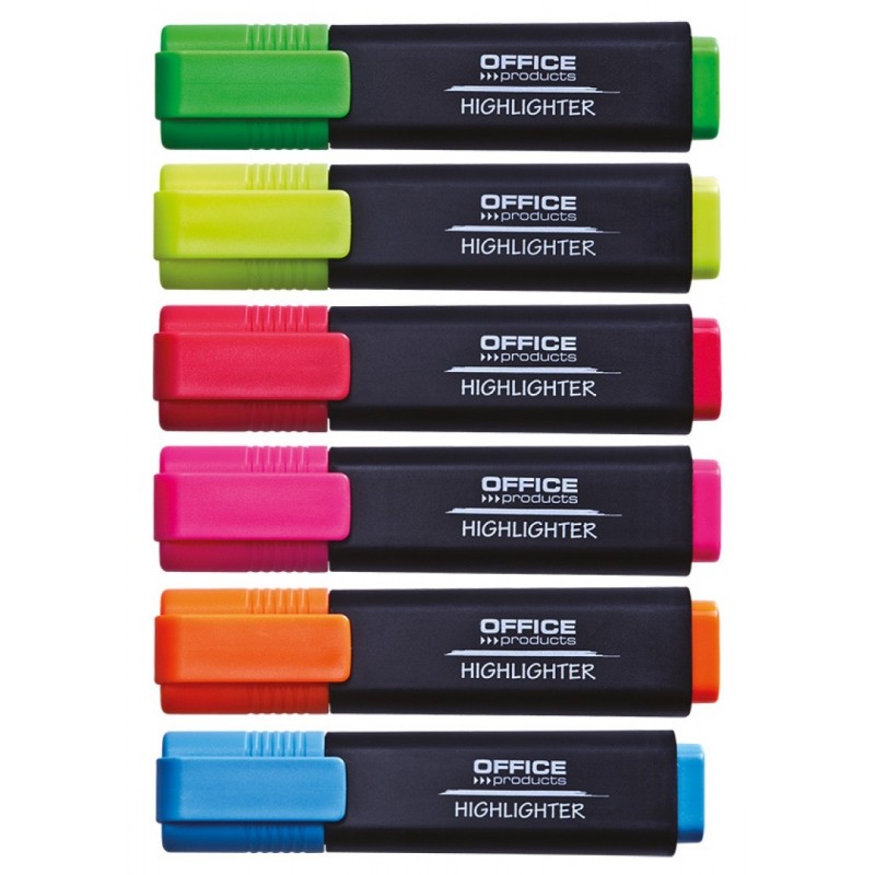 Textmarker varf lat, 6 culori/set, Office Products