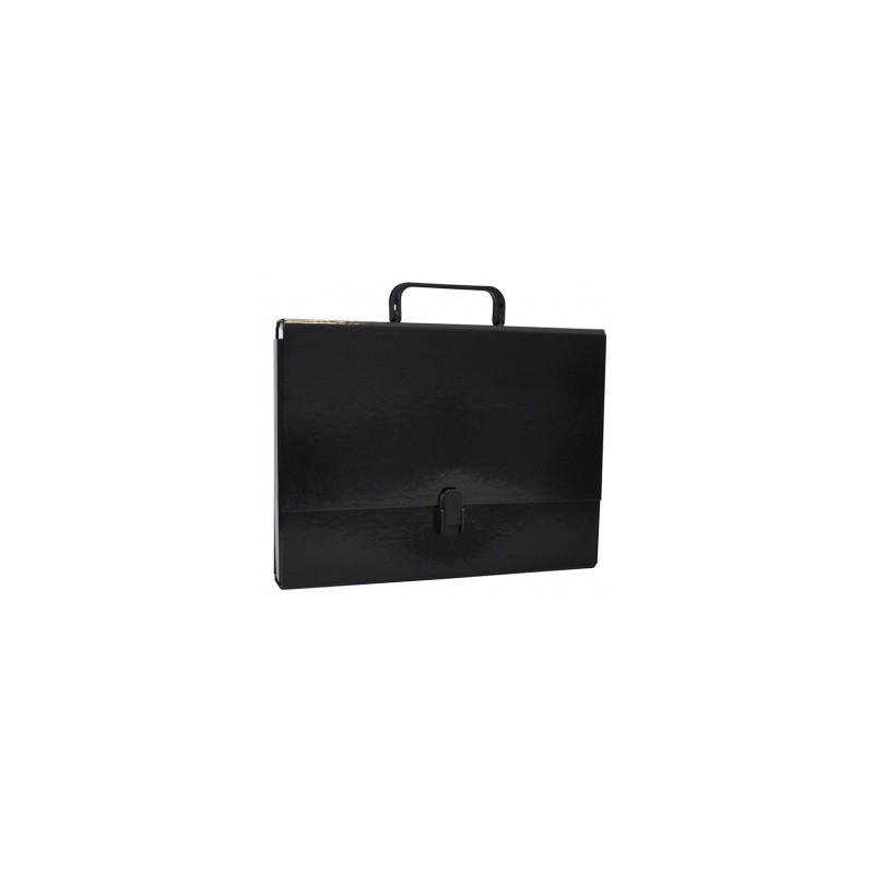 Servieta din carton laminat, A4/5cm, cu inchidere si maner, Office Products - negru