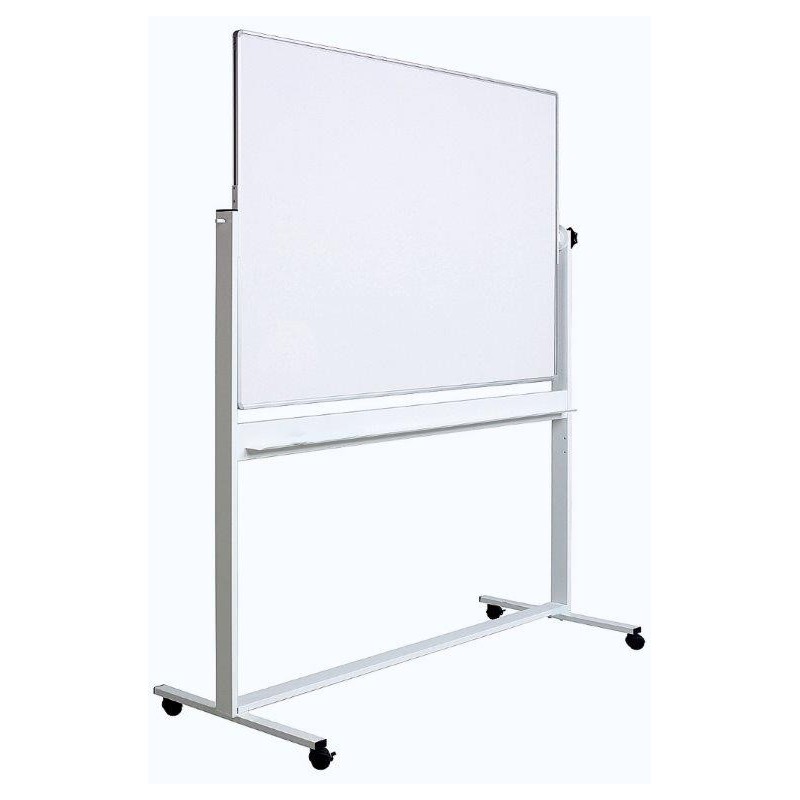 Tabla alba magnetica, dubla fata, rotativa, 100 x 150 cm, pe stand mobil, profil aluminiu, Optima
