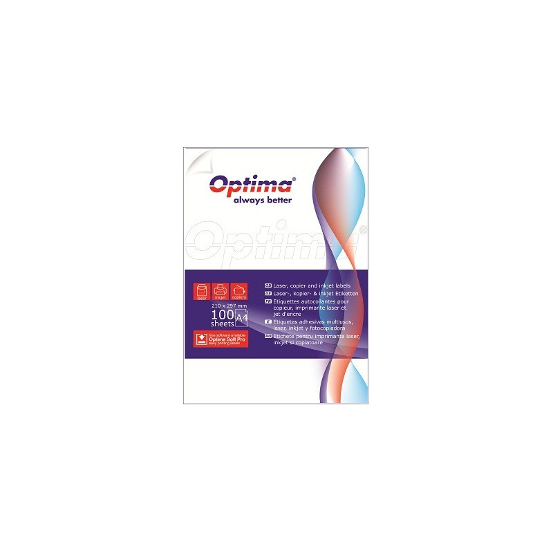 Etichete albe autoadezive 3/A4, 210 x 99 mm, 100 coli/top, Optima