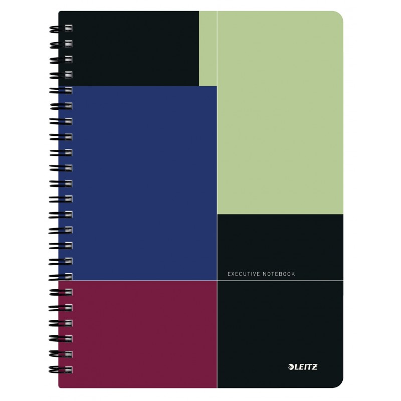 Caiet de birou LEITZ Executive, PP, A4, 80 coli, cu spira, matematica, negru-violet
