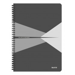 Caiet de birou LEITZ Office, PP, A4, 90 coli, cu spira, matematica, gri