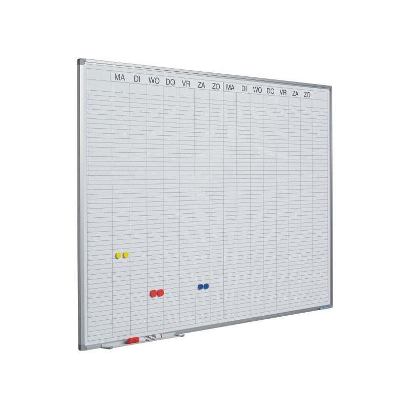 Planner dublu saptamanal, 90 x 120 cm, profil aluminiu SL, SMIT (benzi magnetice incluse)