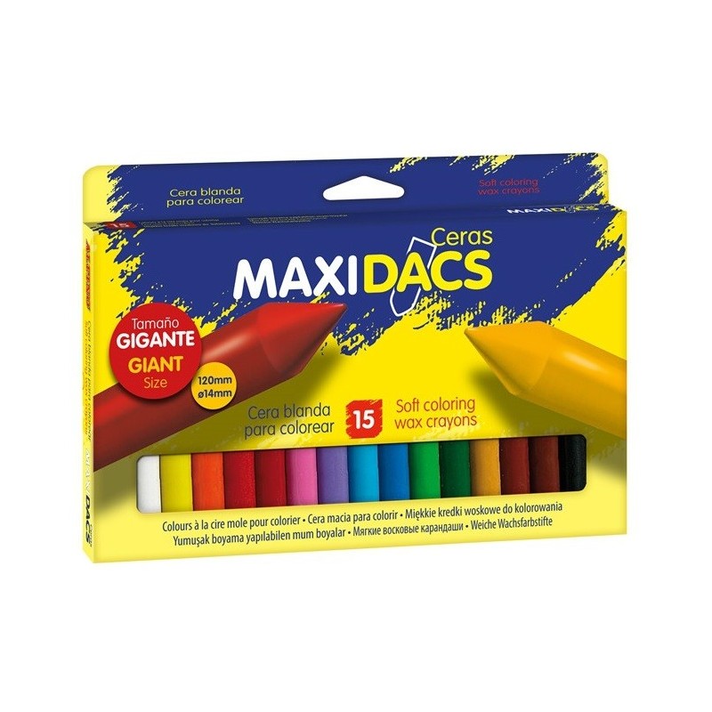 Creioane cerate soft, cutie carton, 15 culori/cutie, ALPINO MaxiDacs
