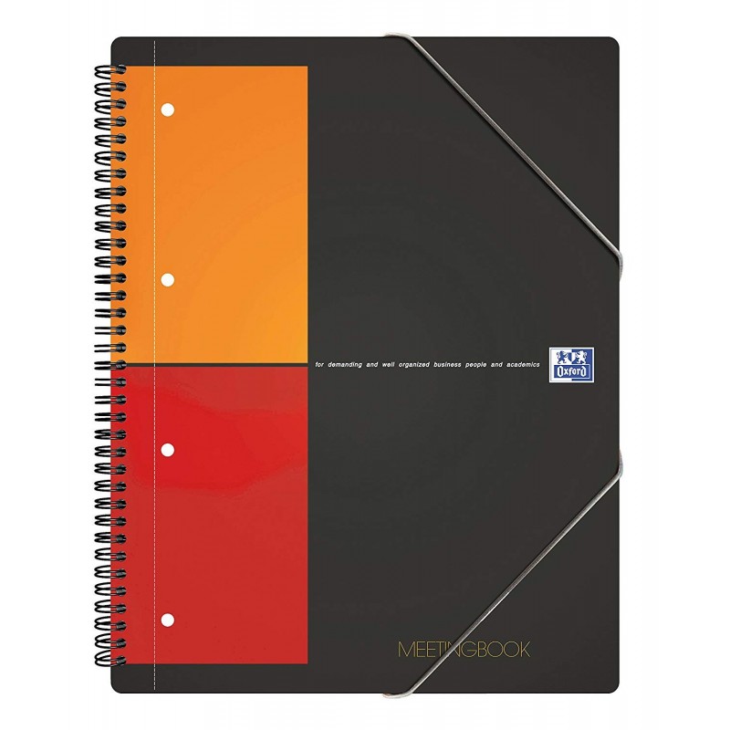 Caiet cu spirala A4+, OXFORD Int. Meetingbook, 80 file-80g/mp, Scribzee, 4 perf., coperta PP - mate