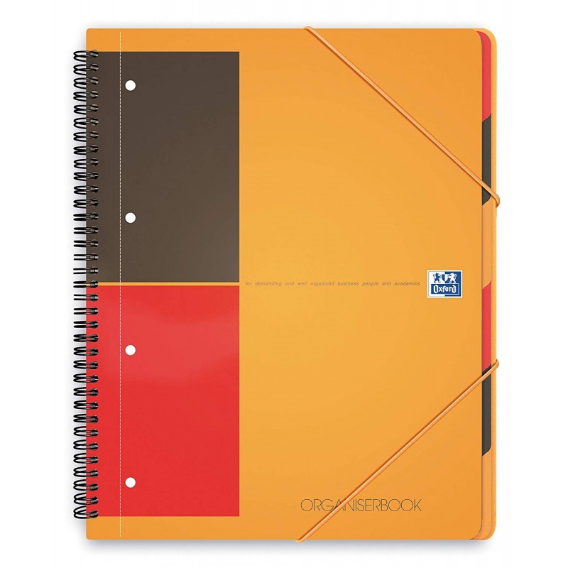 Caiet cu spirala A4+, OXFORD Int. Organiserbook, 80 file-80g/mp, Scribzee, 4 perf, coperta PP-dictan