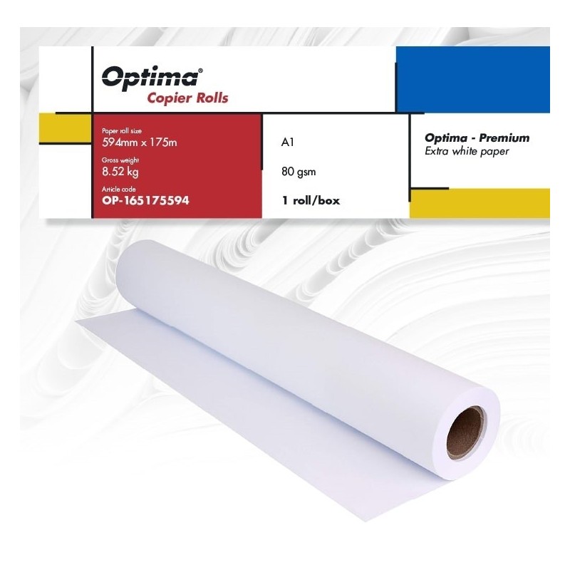 Rola copiator A1, 80gr, 594mm x 175m, Optima - Premium