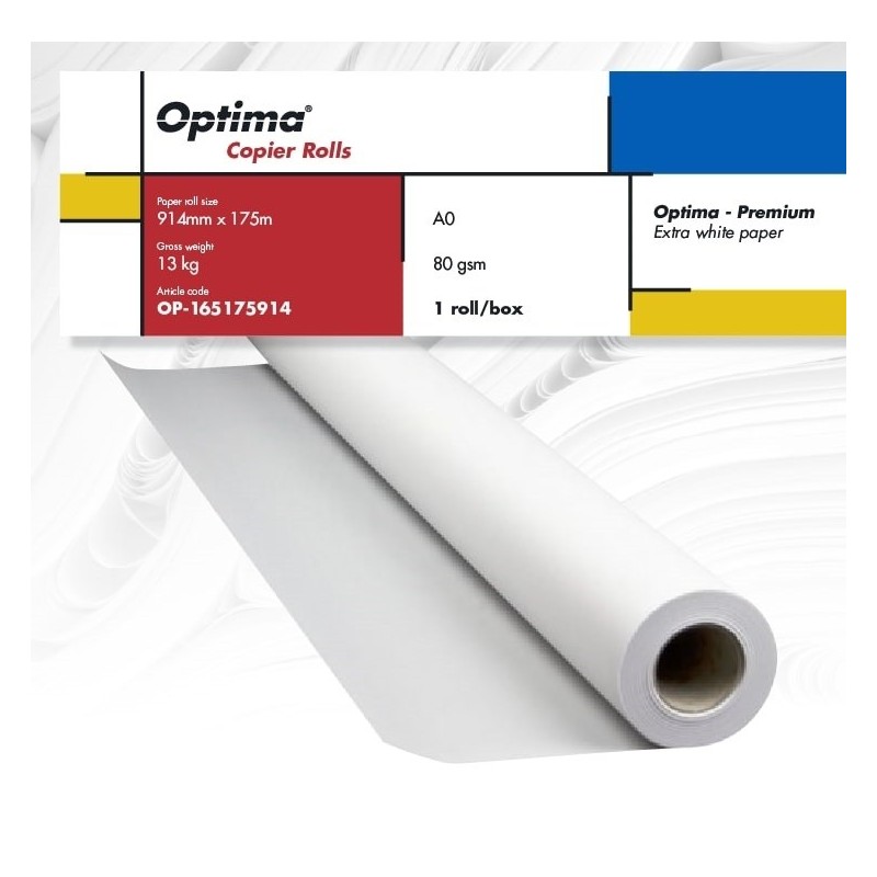Rola copiator A0+, 80gr, 914mm x 175m, Optima - Premium
