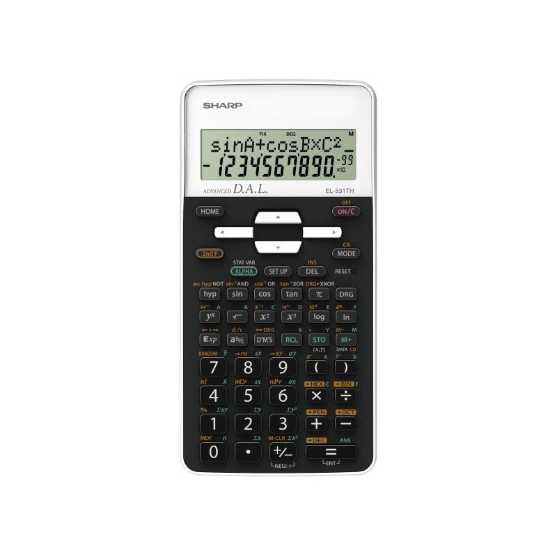 Calculator stiintific, 10 digits, 273 functiuni, 161x80x15mm, dual power, SHARP EL-531THWH-negru/alb