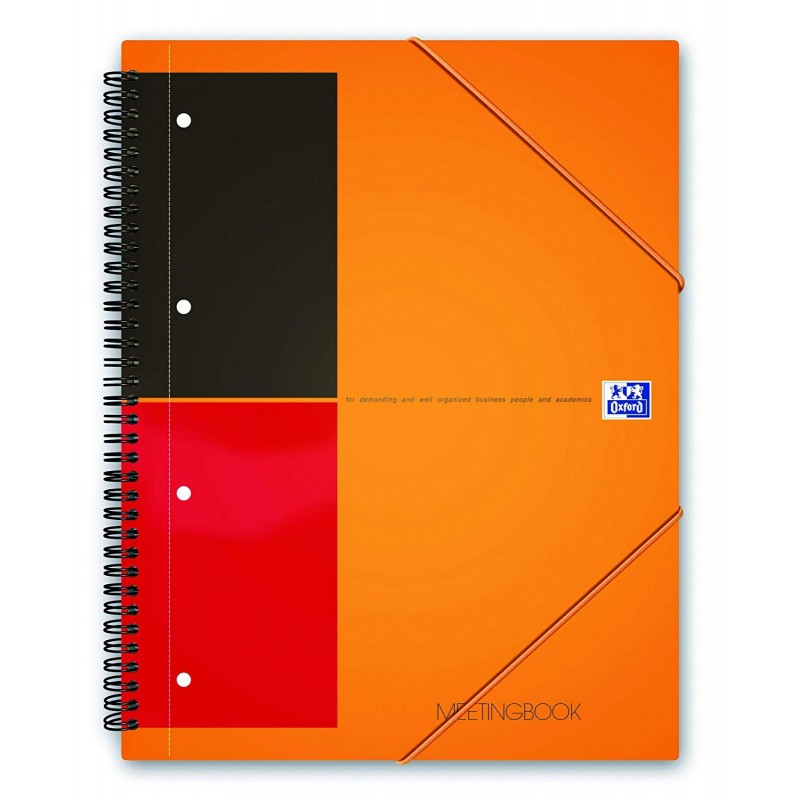 Caiet cu spirala A5+, OXFORD Int. Meetingbook, 80 file-80g/mp, Scribzee, 10 perf, coperta PP-dictand