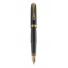 DIPLOMAT Traveller black lacquer gold - stilou cu penita M, din otel inoxidabil