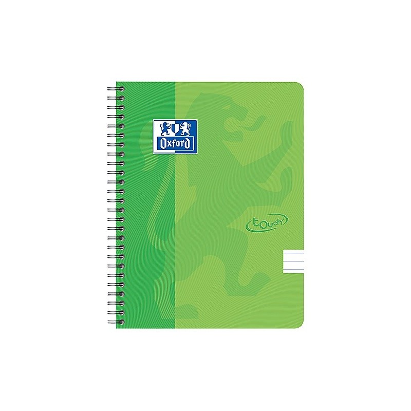 Caiet cu spirala A5, OXFORD School Touch , 70 file-90g/mp, 4 perf, coperta carton verde lime - dicta