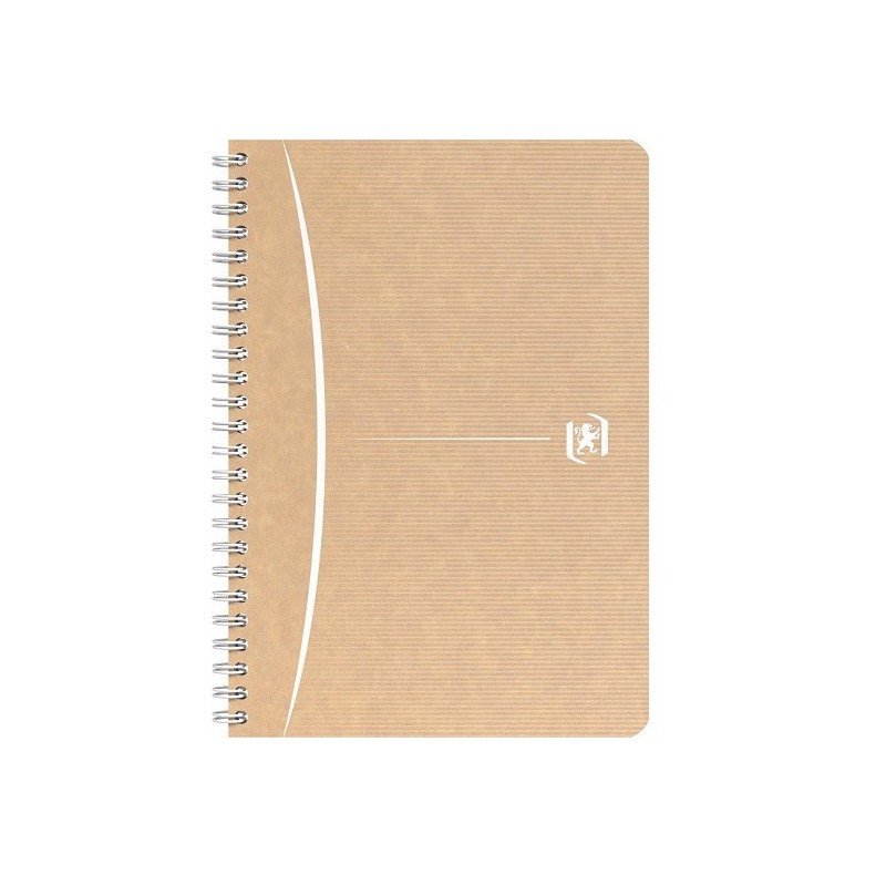 Caiet cu spirala A5, OXFORD Touareg, 90 file-90g/mp, coperta carton reciclat, kraft/dungi ass - dict