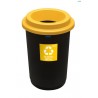 Cos plastic reciclare selectiva, capacitate 50l, PLAFOR Eco - negru cu capac galben - plastic