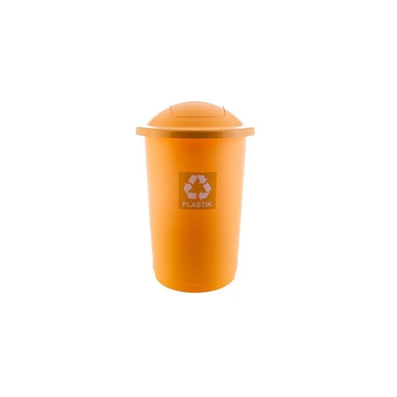 Cos plastic reciclare selectiva, capacitate 50l, PLAFOR Top - galben cu capac galben - plastic