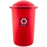 Cos plastic reciclare selectiva, capacitate 50l, PLAFOR Top - rosu cu capac rosu - metal