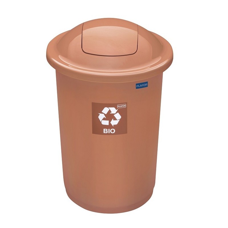 Cos plastic reciclare selectiva, capacitate 50l, PLAFOR Top - maro cu capac maro - bio