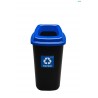 Cos plastic reciclare selectiva, capacitate 45l, PLAFOR Sort - negru cu capac albastru - hartie