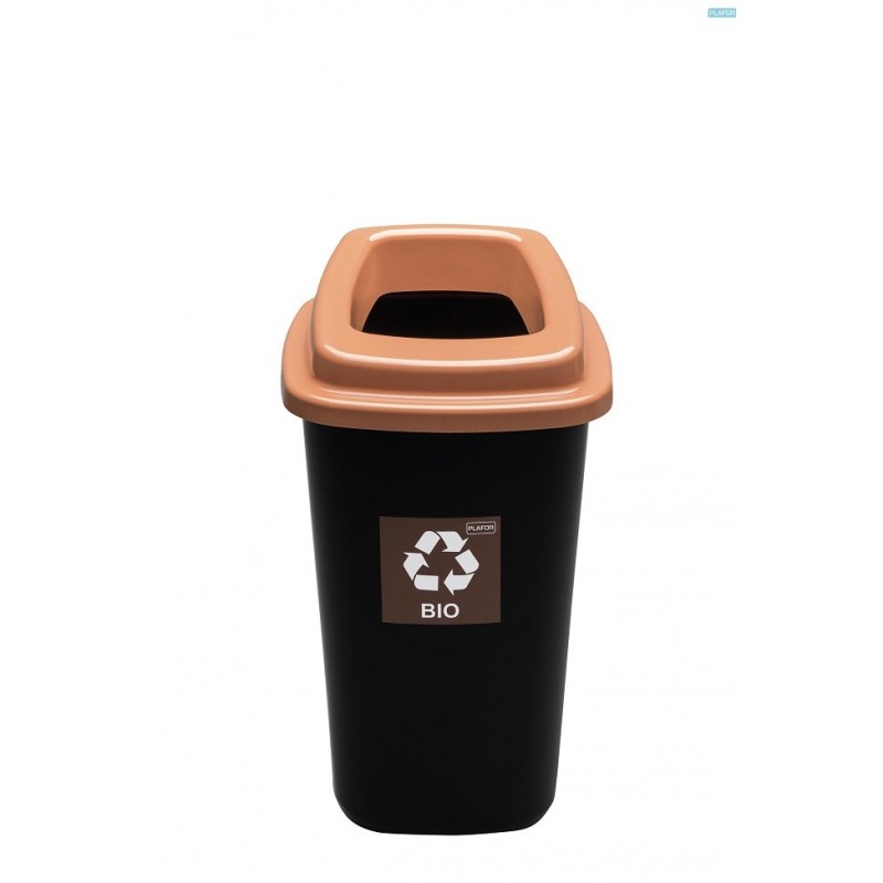 Cos plastic reciclare selectiva, capacitate 45l, PLAFOR Sort - negru cu capac maro - bio