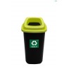 Cos plastic reciclare selectiva, capacitate 28l, PLAFOR Sort - negru cu capac verde - sticla