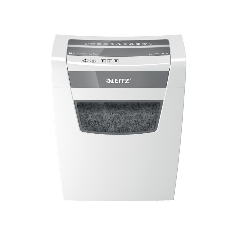Distrugator documente manual LEITZ IQ Home Office, P4, cross-cut (confeti), 10 coli, cos 23l, alb