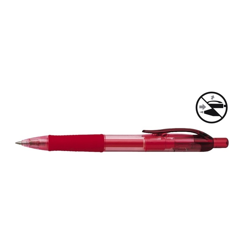 Pix cu gel PENAC FX-7, rubber grip, 0.7mm, corp transparent rosu - scriere rosie