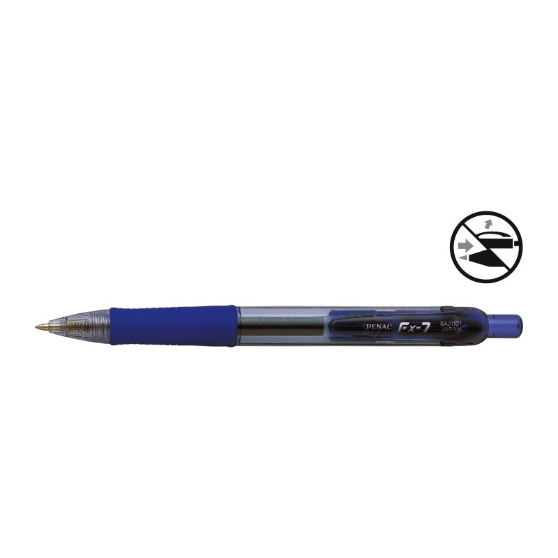 Pix cu gel PENAC FX-7, rubber grip, 0.7mm, corp transparent albastru - scriere albastra