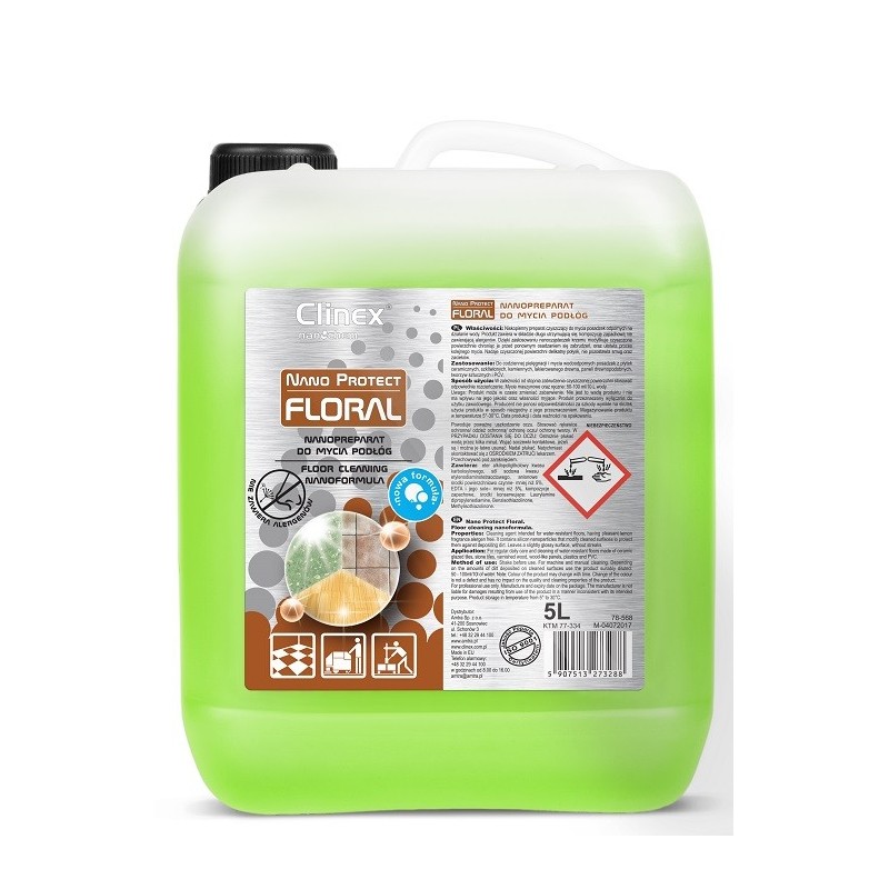 Detergent lichid pt. curatare pardoseli, cu particule de silicon, 5 litri, Clinex Nano Protect Flora