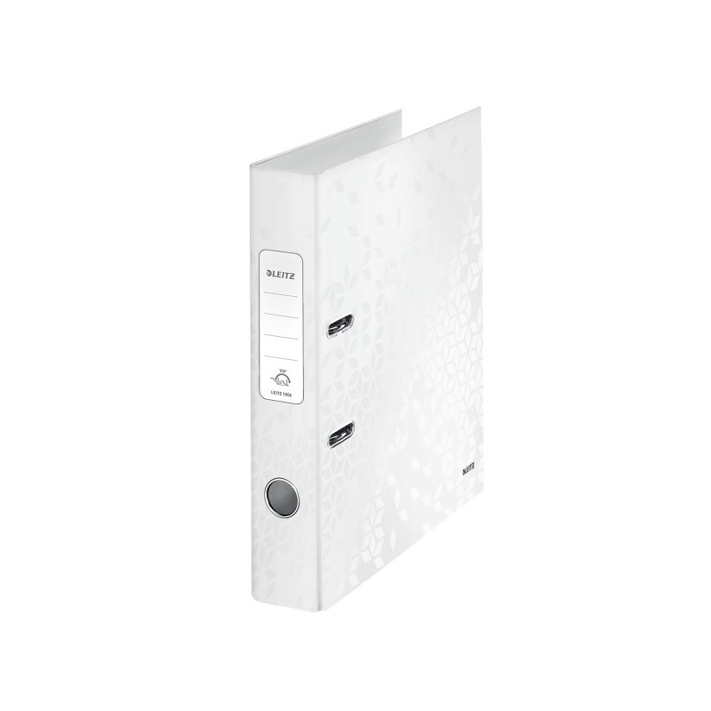 Biblioraft LEITZ 180 WOW, carton laminat, A4, 52 mm, alb