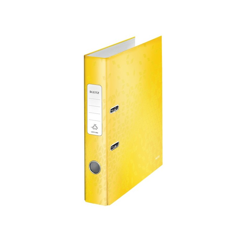 Biblioraft LEITZ 180 WOW, carton laminat, A4, 52 mm, galben