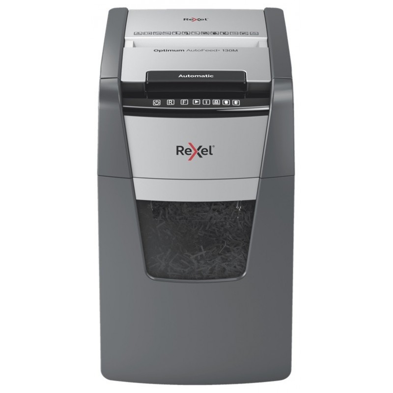 Distrugator documente automat REXEL OPTIMUM 130M, P5, micro-cut (particule), 130 coli, cos 44l, negr