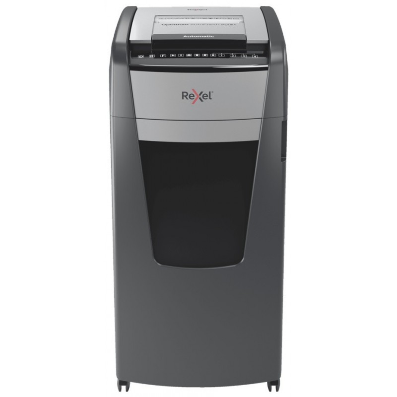 Distrugator documente automat REXEL OPTIMUM 600M, P5, micro-cut (particule), 600 coli, cos 110l, neg