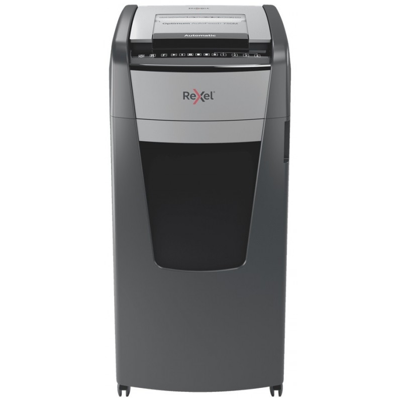 Distrugator documente automat REXEL OPTIMUM 750M, P5, micro-cut (particule), 750 coli, cos 140l, neg