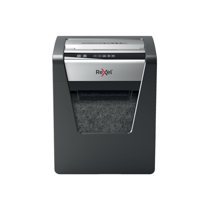 Distrugator documente manual REXEL MOMENTUM X415, P4, cross-cut (confeti), 15 coli, cos 23l, negru
