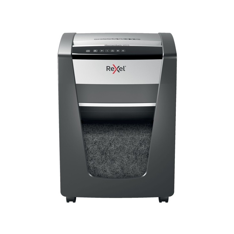 Distrugator documente manual REXEL MOMENTUM M515, P5, micro-cut (particule), 15 coli, cos 30l, negru