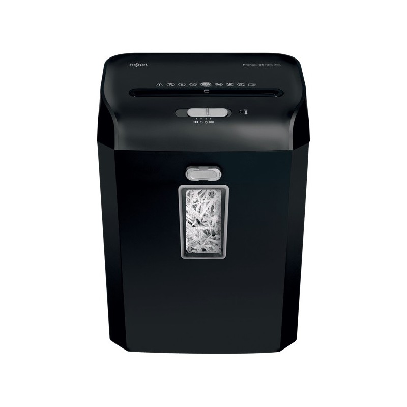 Distrugator documente manual REXEL PROMAX QS RES1123, P2, strip-cut (fasii), 12 coli, cos 23l, negru