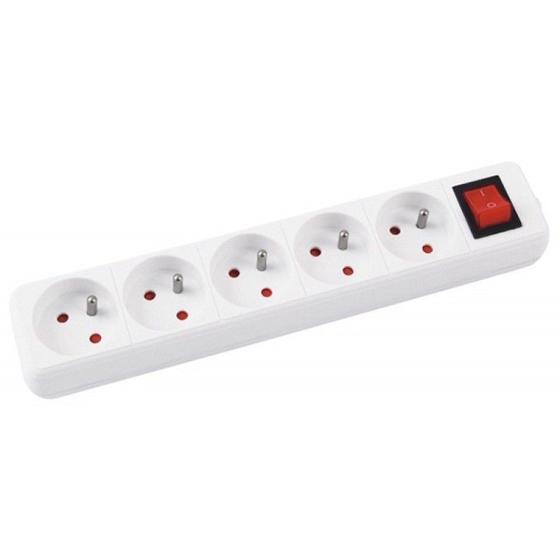 Prelungitor cu 5 prize, lungime - 1.5 metri, cu intrerupator, Office Products - alb