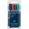Permanent marker SCHNEIDER Maxx 133, varf tesit 1+4mm, 4 culori/set - (N, R, A, V)
