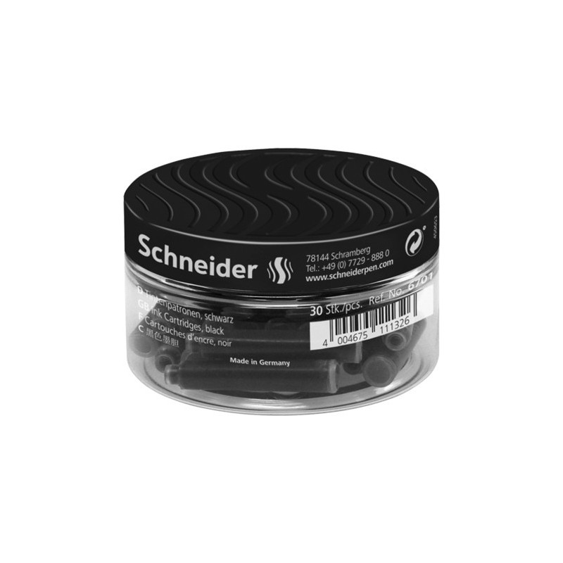 Patroane SCHNEIDER, 30buc/borcan cu capac plastic - cerneala neagra