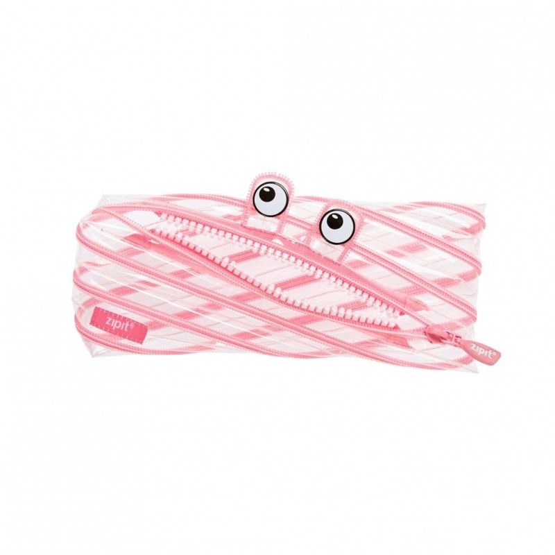 Penar cu fermoar, ZIPIT Clear Monster - roz