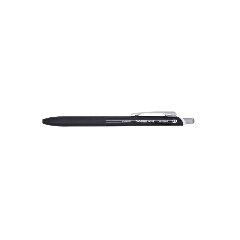 Pix PENAC X-Beam XB-107, rubber grip, 0.7mm, clema metalica, corp negru - scriere neagra