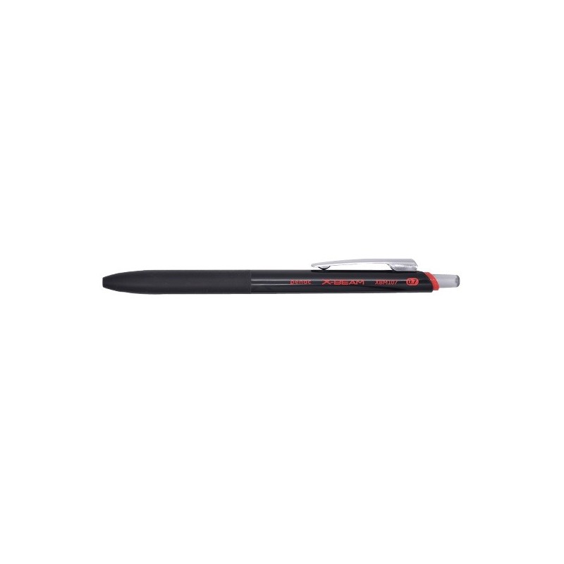 Pix PENAC X-Beam XB-107, rubber grip, 0.7mm, clema metalica, corp negru - scriere rosie