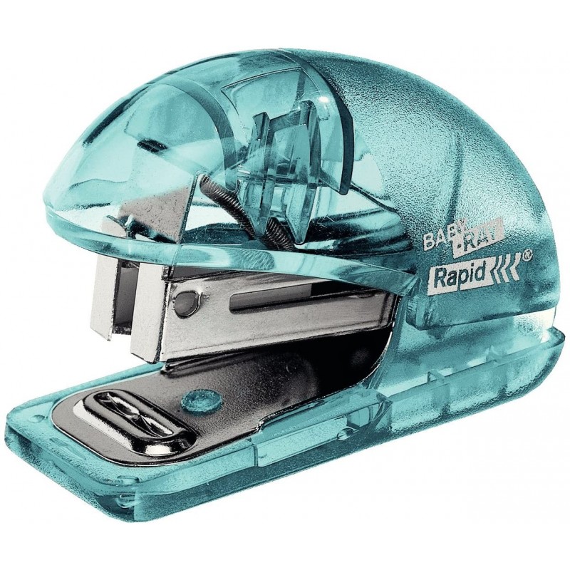 Capsator plastic Rapid Colour"Breeze F4, 10 coli, cutie, 1000 capse 26/6 incluse, albastru