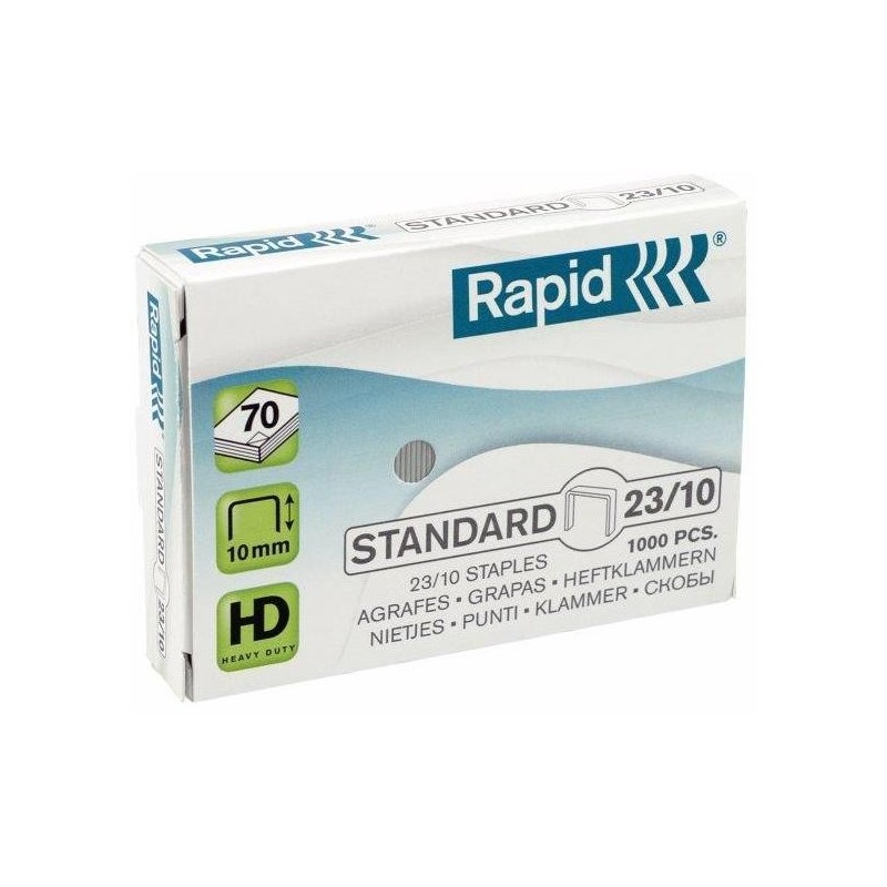 Capse RAPID Standard 23/10, 1000 buc/cutie - pentru 40-70 coli