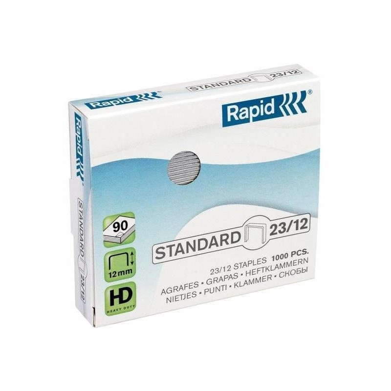 Capse RAPID Standard 23/12, 1000 buc/cutie - pentru 60-90 coli