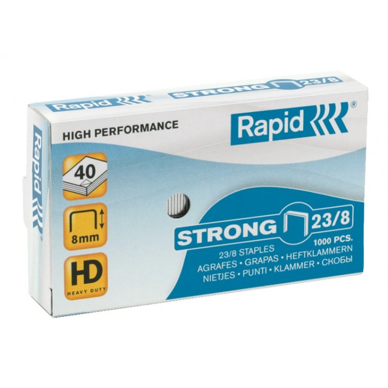 Capse RAPID Strong 23/ 8, 1000 buc/cutie - pentru 10-40 coli