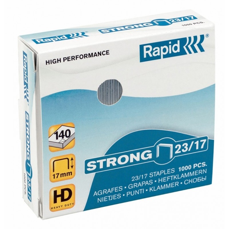 Capse RAPID Strong 23/10, 1000 buc/cutie - pentru 40-70 coli
