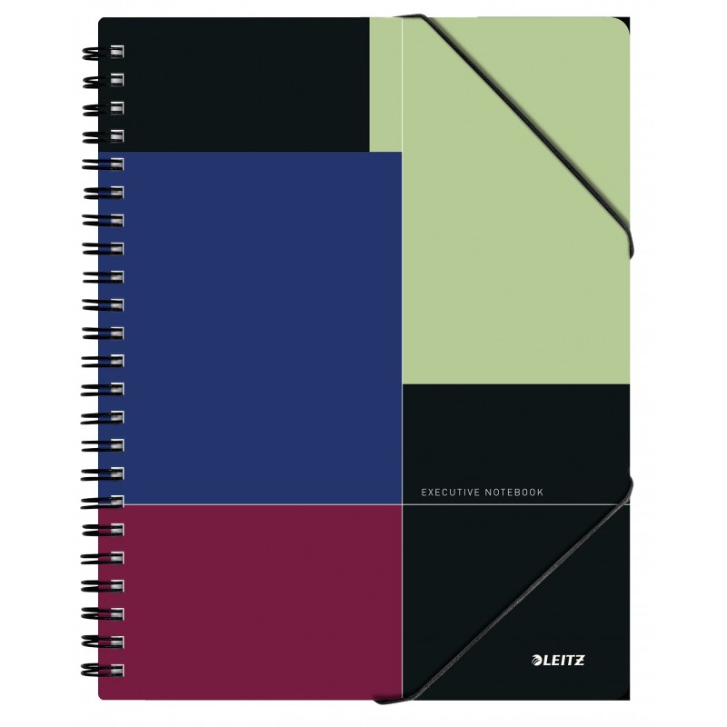 Caiet de birou LEITZ Executive Be Mobile, PP, A4, 80 coli, cu spira, matematica, negru-violet
