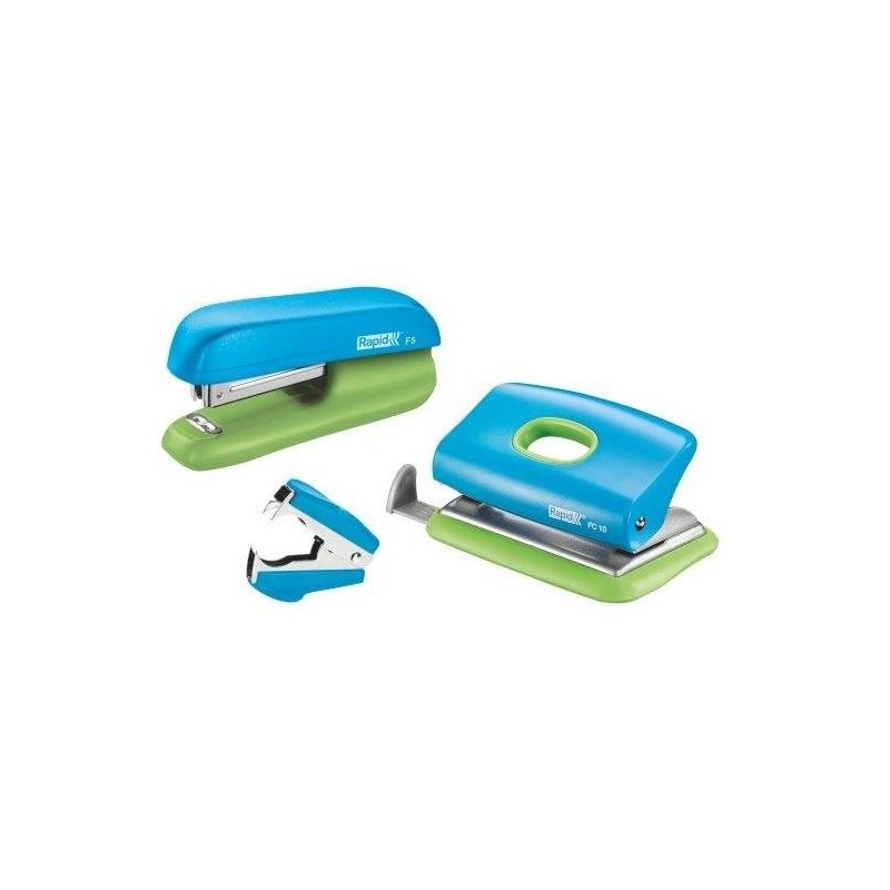 Set RAPID capsator F5, 10 coli, perforator FC 10, 10 coli si decapsator, blister - albastru/verde